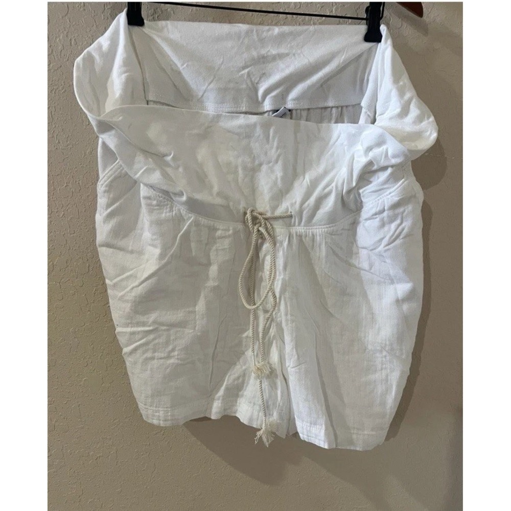 New Old Navy Maternity Shorts‎ White XXL 100% Cotton Tie Rollover Waist Coastal
